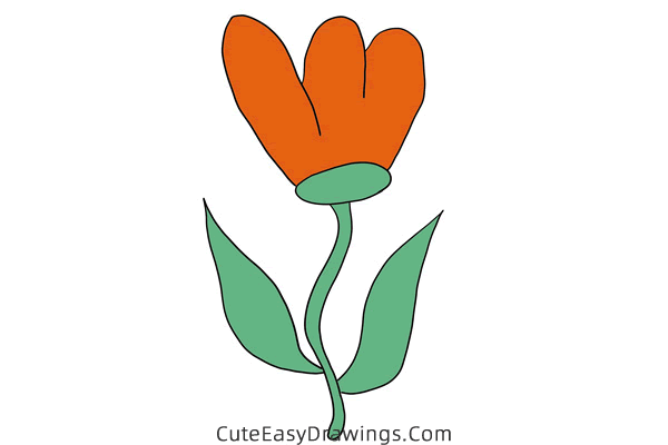 how to draw a tulip easy - www.cuteeasydrawings.com
