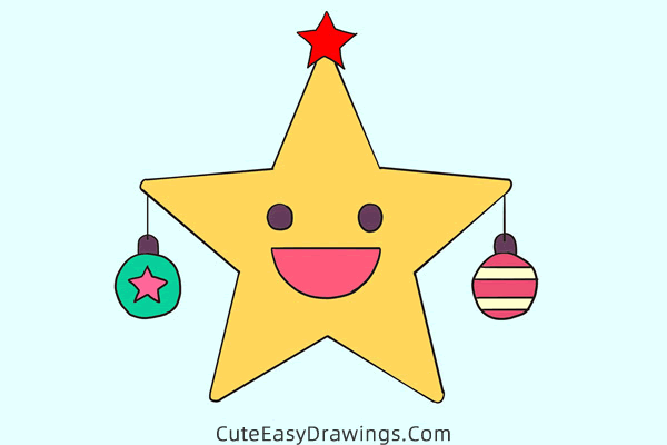 how to draw a christmas star - www.cuteeasydrawings.com