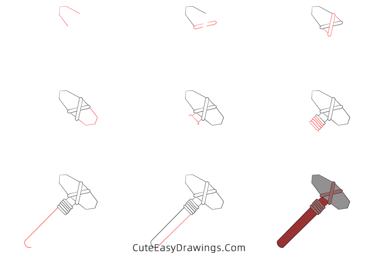 how to draw a stone axe - www.cuteeasydrawings.com