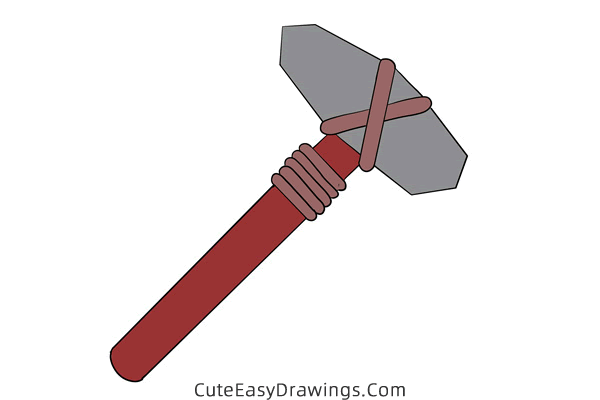 how to draw a stone axe - www.cuteeasydrawings.com