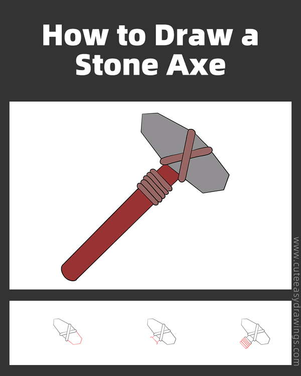 how to draw a stone axe - www.cuteeasydrawings.com