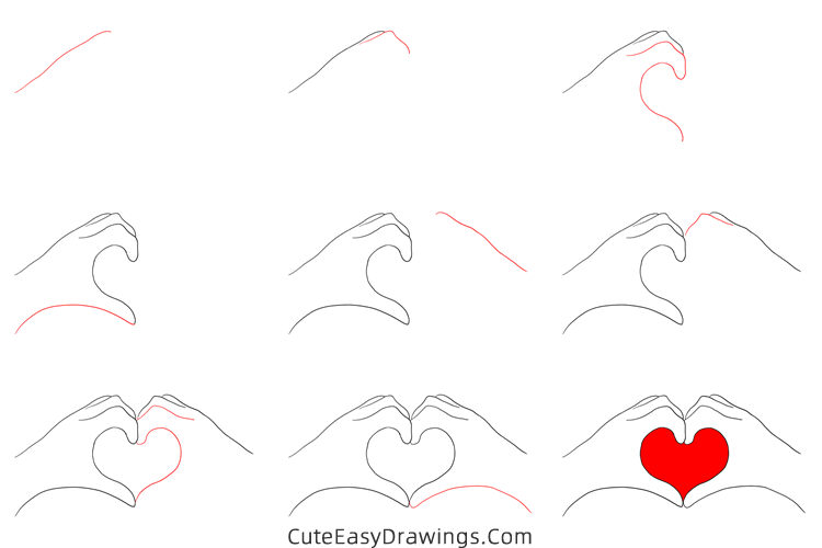 how to draw heart hands - www.cuteeasydrawings.com