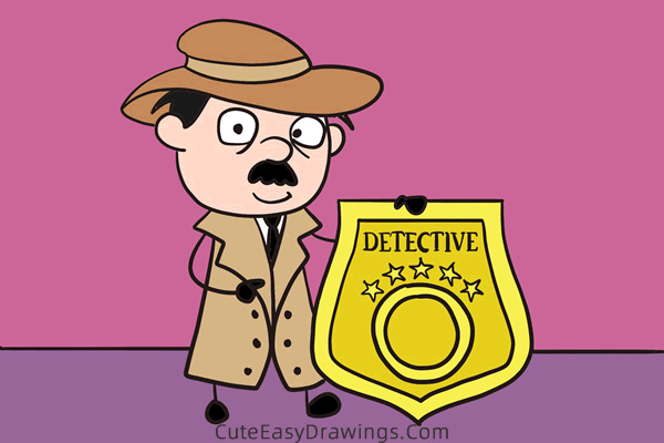 how to draw a detective - www.cuteeasydrawings.com