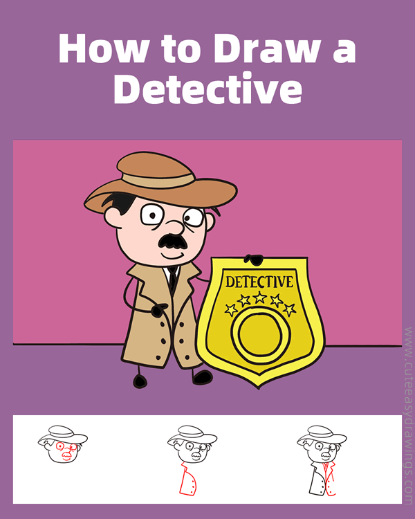 how to draw a detective - www.cuteeasydrawings.com