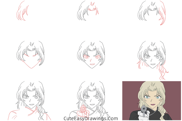 how to draw vermouth from detective conan - www.cuteeasydrawings.com