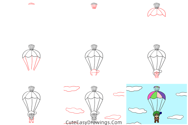 how to draw a paratrooper - www.cuteeasydrawings.com