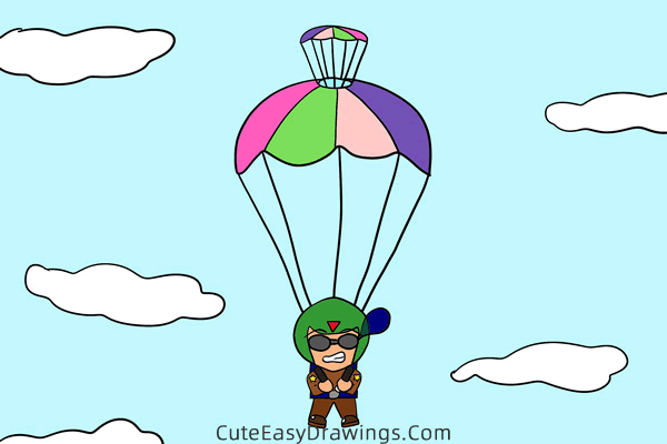how to draw a paratrooper - www.cuteeasydrawings.com