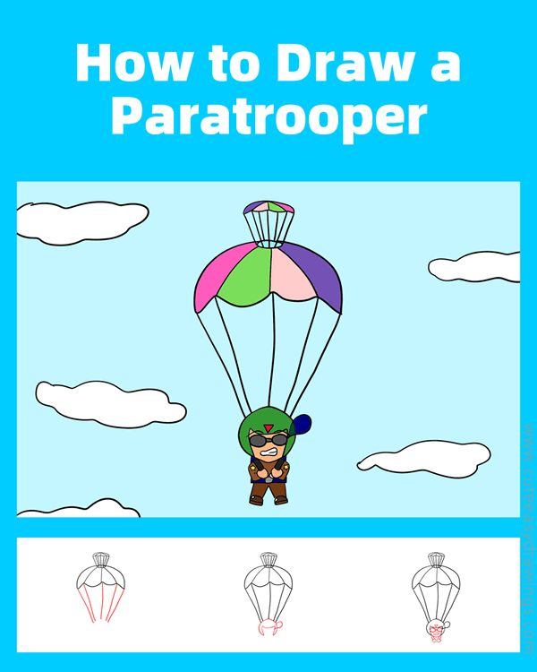 how to draw a paratrooper - www.cuteeasydrawings.com