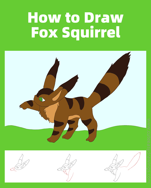 how to draw fox squirrel from castle in the sky - www.cuteeasydrawings.com