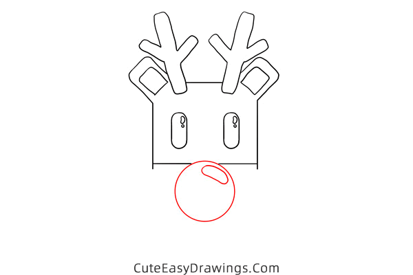 how to draw rudolph face - www.cuteeasydrawings.com