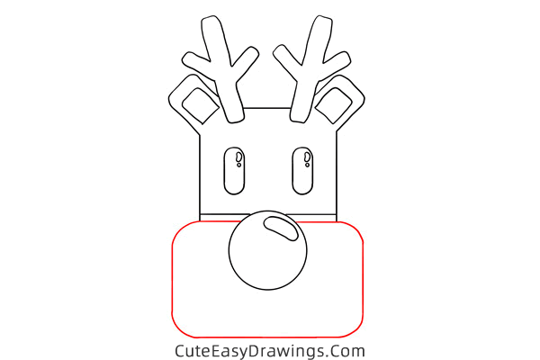 how to draw rudolph face - www.cuteeasydrawings.com