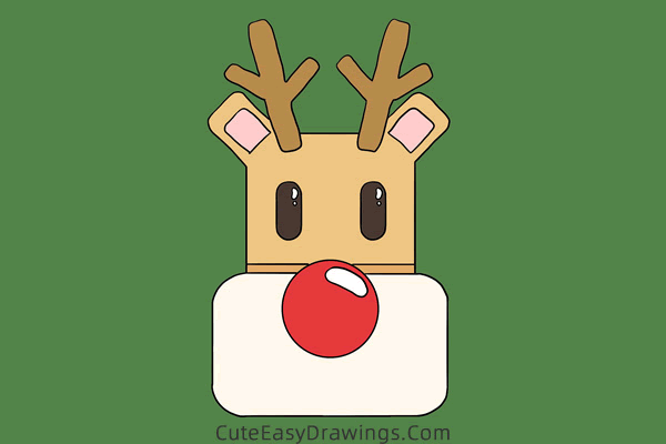 how to draw rudolph face - www.cuteeasydrawings.com