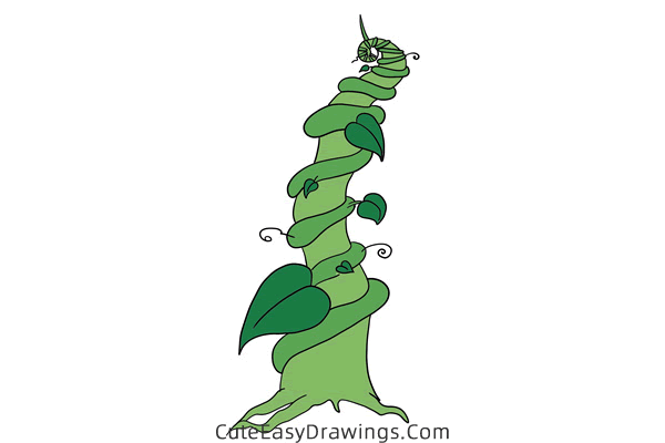 how to draw a beanstalk - www.cuteeasydrawings.com