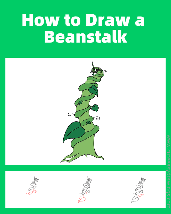 how to draw a beanstalk - www.cuteeasydrawings.com