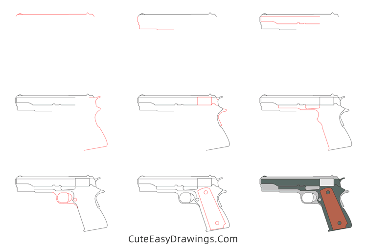 how to draw a gun - www.cuteeasydrawings.com