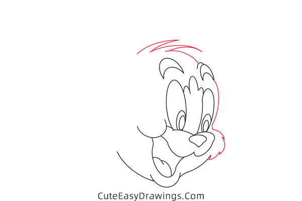 how to draw tom head from tom and jerry - www.cuteeasydrawings.com