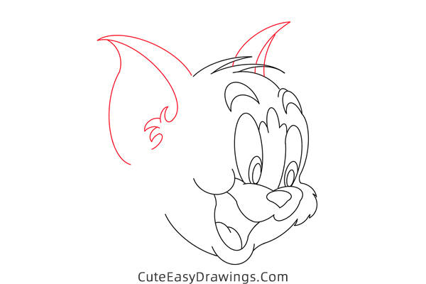 how to draw tom head from tom and jerry - www.cuteeasydrawings.com