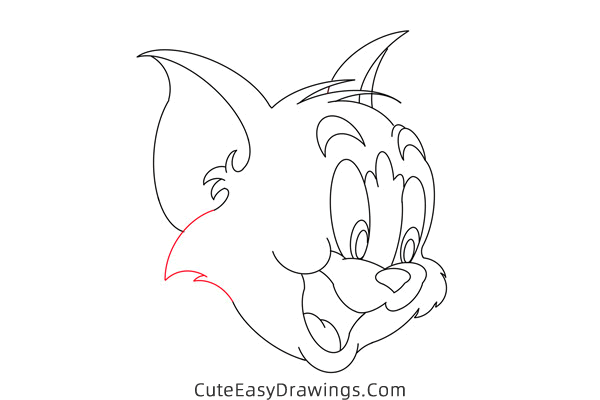 how to draw tom head from tom and jerry - www.cuteeasydrawings.com