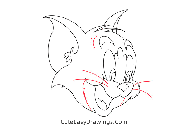 how to draw tom head from tom and jerry - www.cuteeasydrawings.com