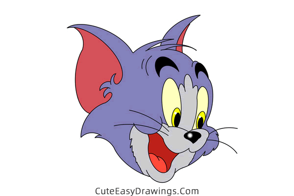 how to draw tom head from tom and jerry - www.cuteeasydrawings.com