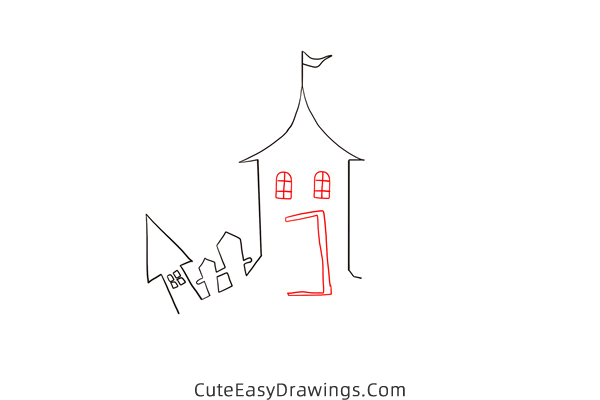 how to draw a haunted castle - www.cuteeasydrawings.com