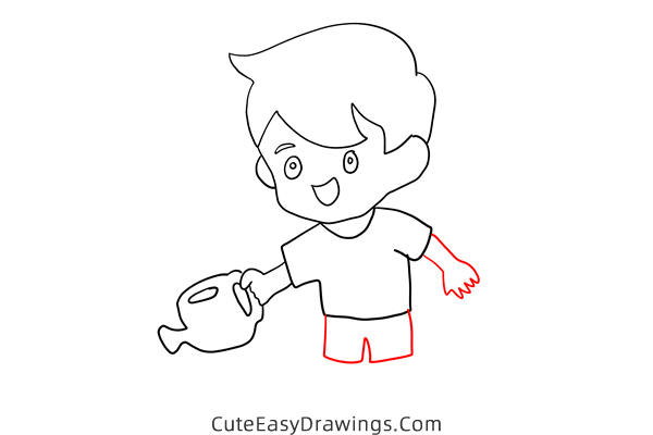 how to draw a boy watering - www.cuteeasydrawings.com
