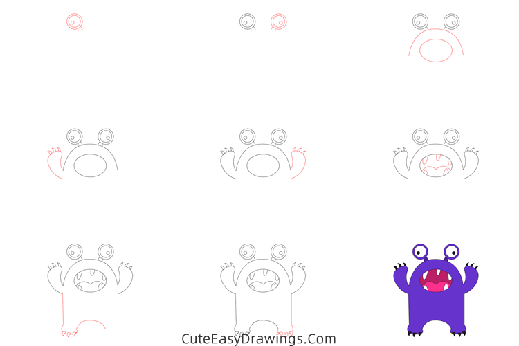 how to draw a cute monster - www.cuteeasydrawings.com
