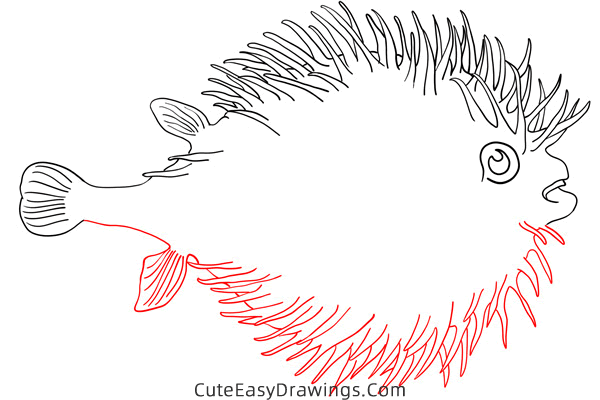 how to draw a pufferfish - www.cuteeasydrawings.com