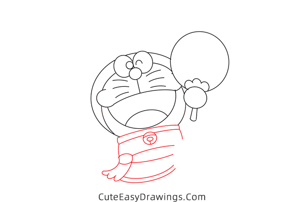 how to draw cartoon doraemon - www.cuteeasydrawings.com
