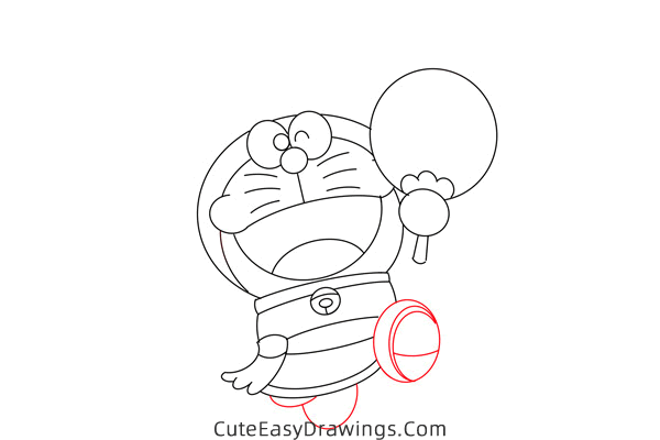 how to draw cartoon doraemon - www.cuteeasydrawings.com
