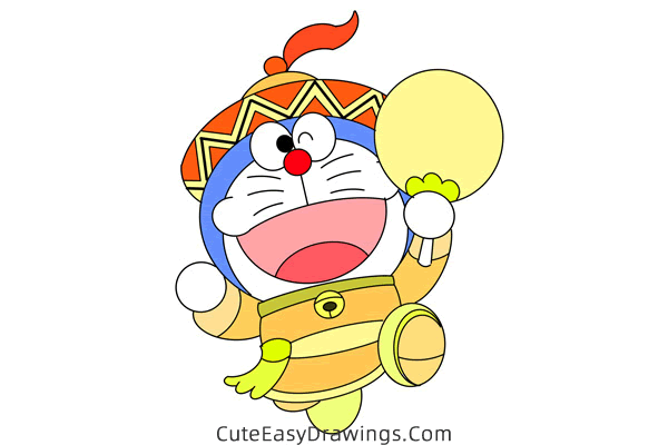 how to draw cartoon doraemon - www.cuteeasydrawings.com