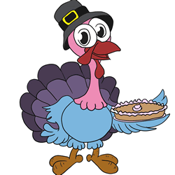 How to Draw a Turkey with Pumpkin Pie Step by Step