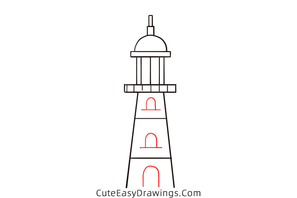 how to draw a lighthouse easy - www.cuteeasydrawings.com