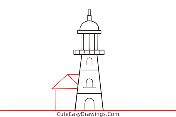 how to draw a lighthouse easy - www.cuteeasydrawings.com