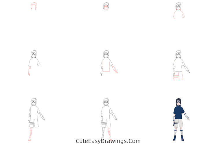 how to draw sasuke uchiha from naruto - www.cuteeasydrawings.com