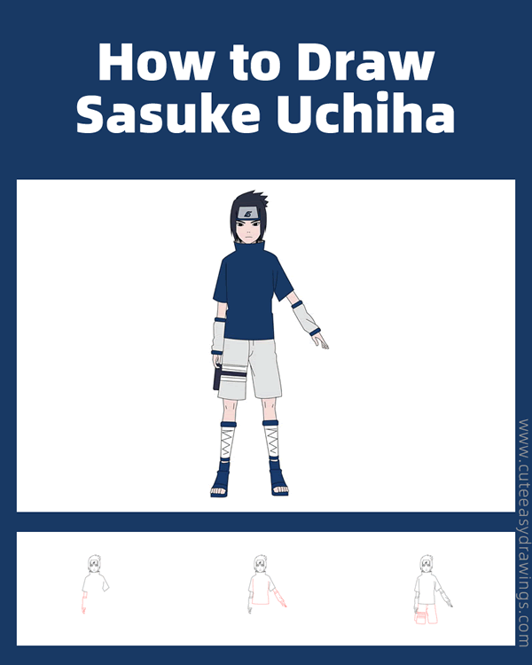 how to draw sasuke uchiha from naruto - www.cuteeasydrawings.com