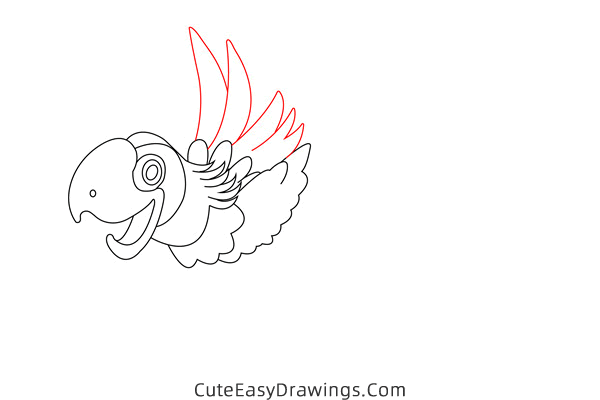 how to draw a parrot flying - www.cuteeasydrawings.com