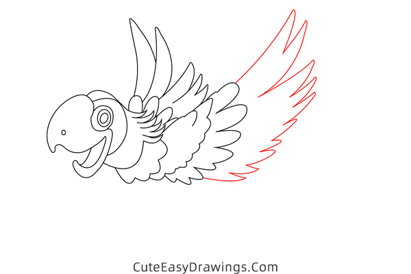 how to draw a parrot flying - www.cuteeasydrawings.com