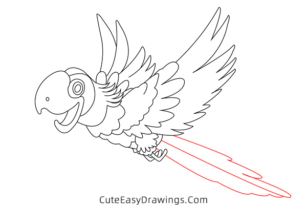 how to draw a parrot flying - www.cuteeasydrawings.com