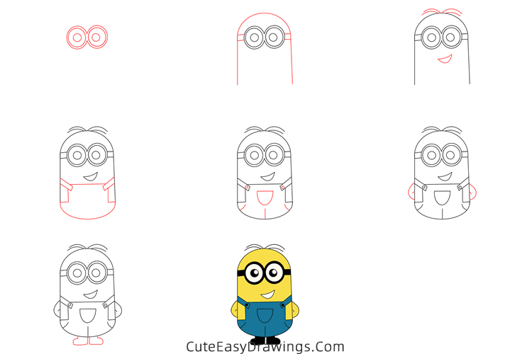 how to draw a minion dave - www.cuteeasydrawings.com