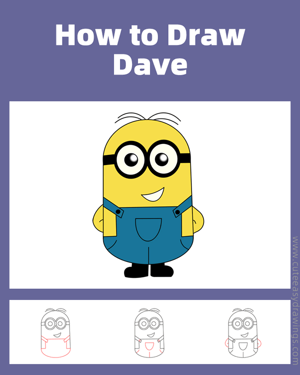 how to draw a minion dave - www.cuteeasydrawings.com