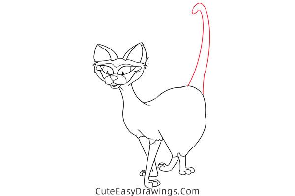 how to draw si am from lady and the tramp - www.cuteeasydrawings.com