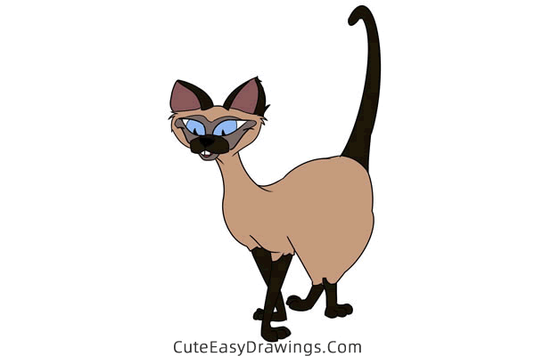 how to draw si am from lady and the tramp - www.cuteeasydrawings.com