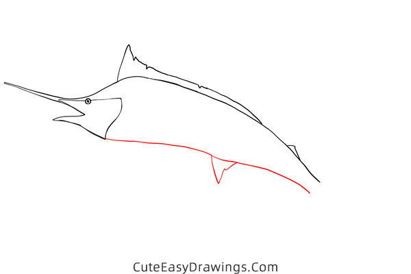 how to draw a blue marlin - www.cuteeasydrawings.com