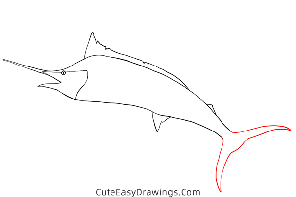 how to draw a blue marlin - www.cuteeasydrawings.com