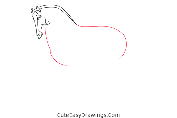 how to draw khan the horse from mulan - www.cuteeasydrawings.com
