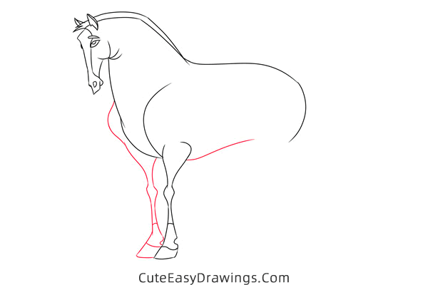 how to draw khan the horse from mulan - www.cuteeasydrawings.com