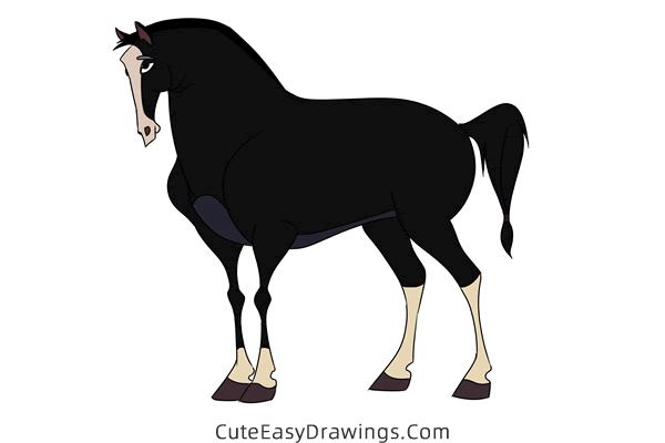 how to draw khan the horse from mulan - www.cuteeasydrawings.com