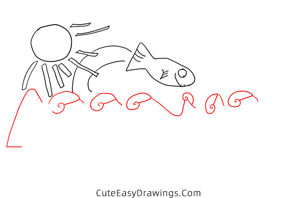 how to draw a fish jumping out of water - www.cuteeasydrawings.com