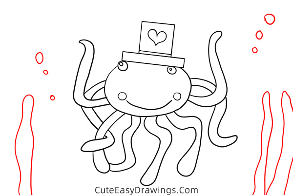 how to draw a cartoon octopus - www.cuteeasydrawings.com
